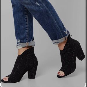 Very G spice black Rhinestone peep toe high heels